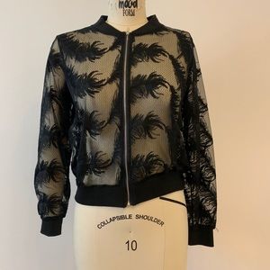 Black Lace Feather Jacket